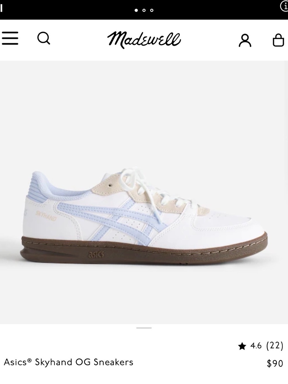 Asics Skyhand OG Sneakers in White, Light Blue & Brown Sole